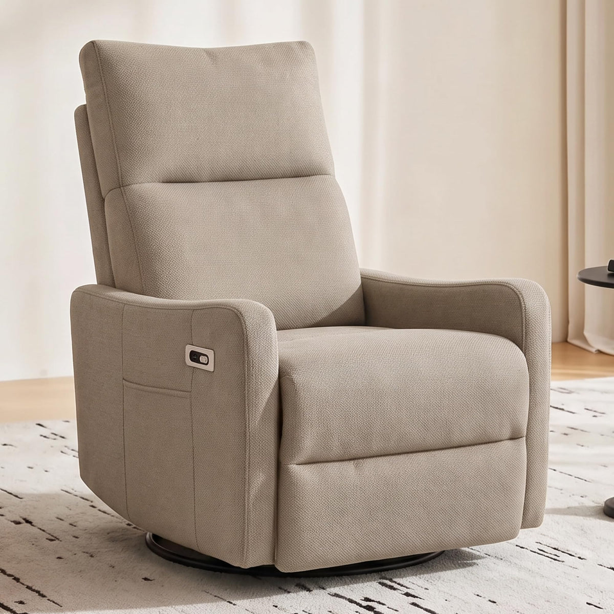 cinkehome Small Power Swivel Rocker Recliner, Glider Chair for Nursery