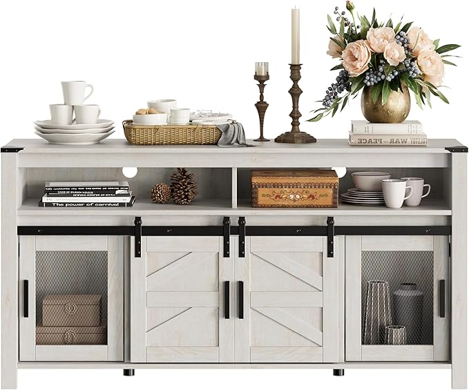 Farmhouse Buffet Cabinet with Sliding Barn Doors