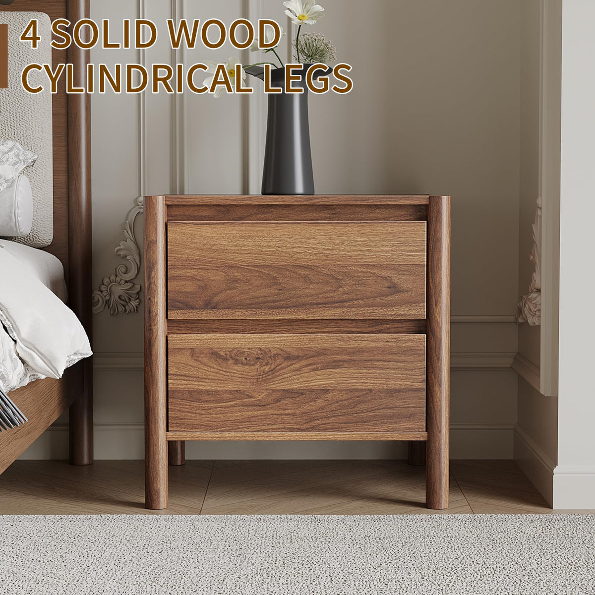 Walnut Nightstands Set of 2