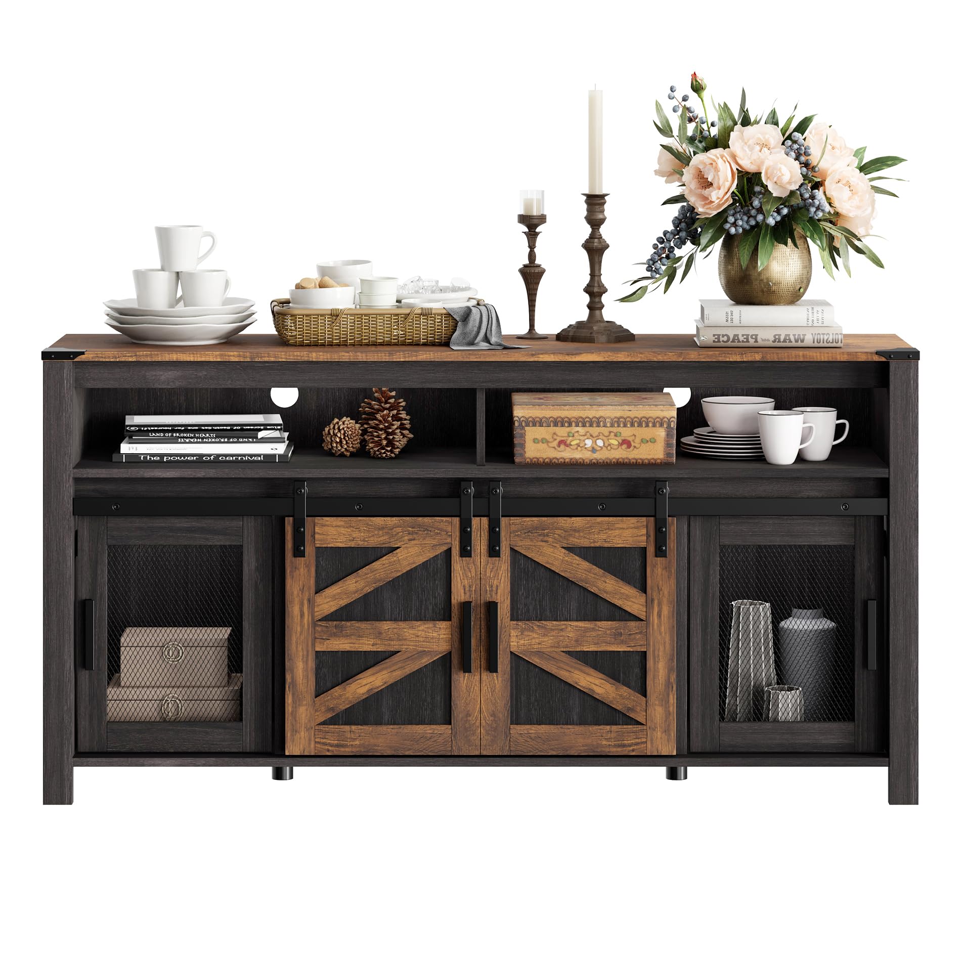 Farmhouse Buffet Cabinet with Sliding Barn Doors