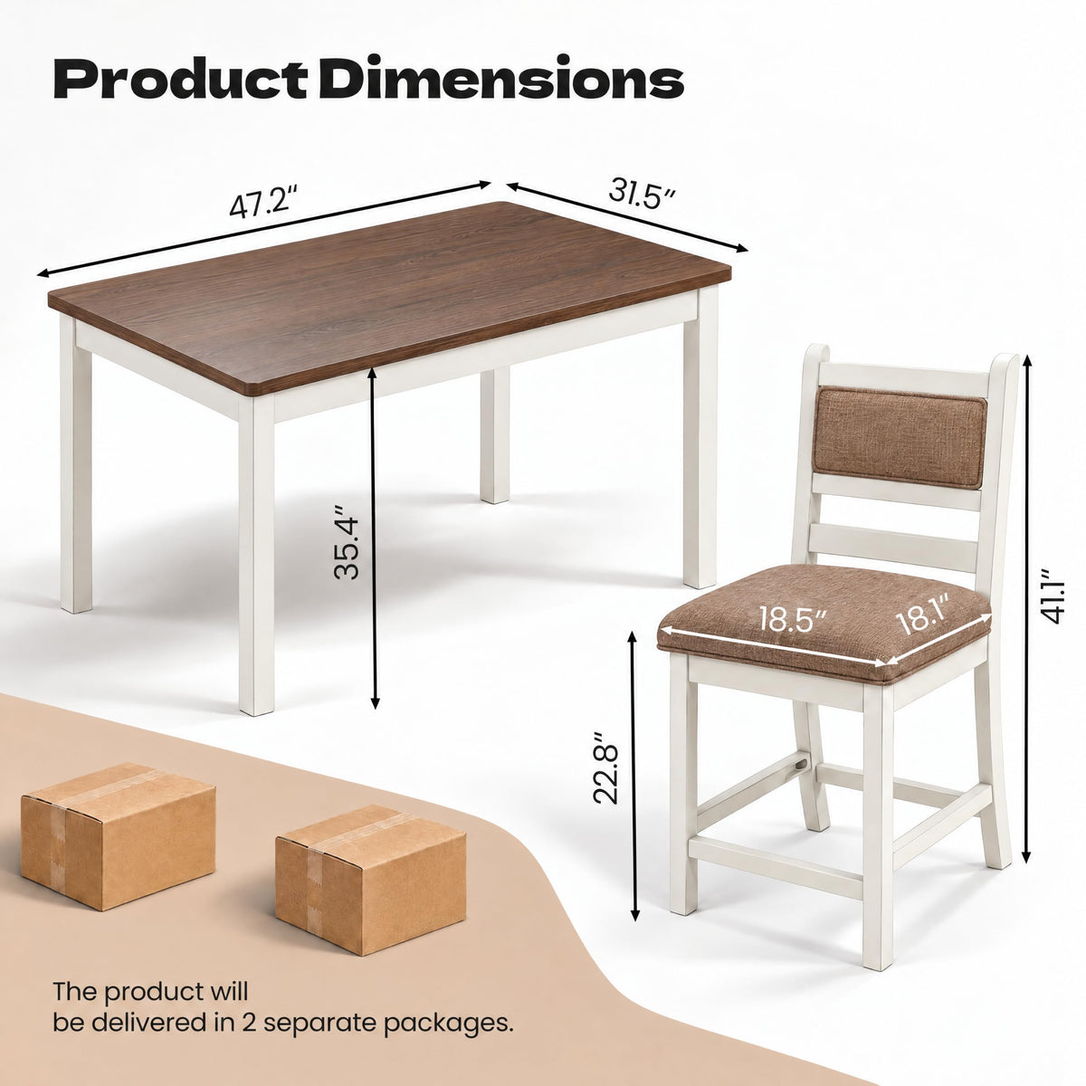 ROCSUMOO Dining Table Set of 4, 5-Piece Counter Height Kitchen Table Set
