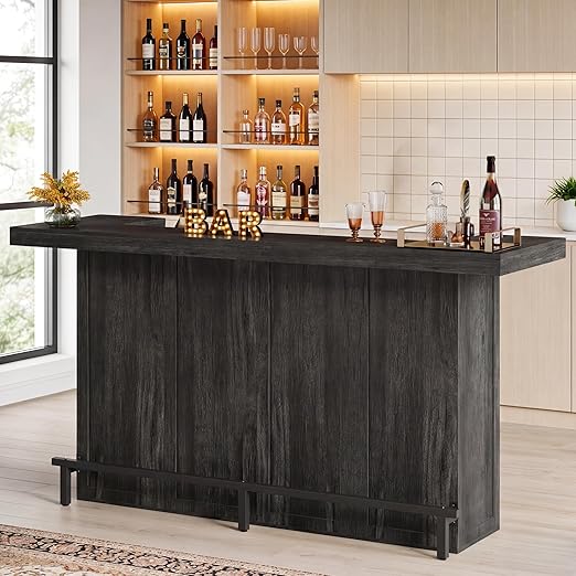 Extra Large Bar Table with Wine Glass Rack & Footrest