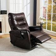EONIX Wall Hugger Power Lift Recliner Chair for Elderly, Dual Motor Zero Clearance Power Lift Chair for Small Spaces, Electric Lumbar Support with Heat & Massage, Breathable Leather, Dark Brown