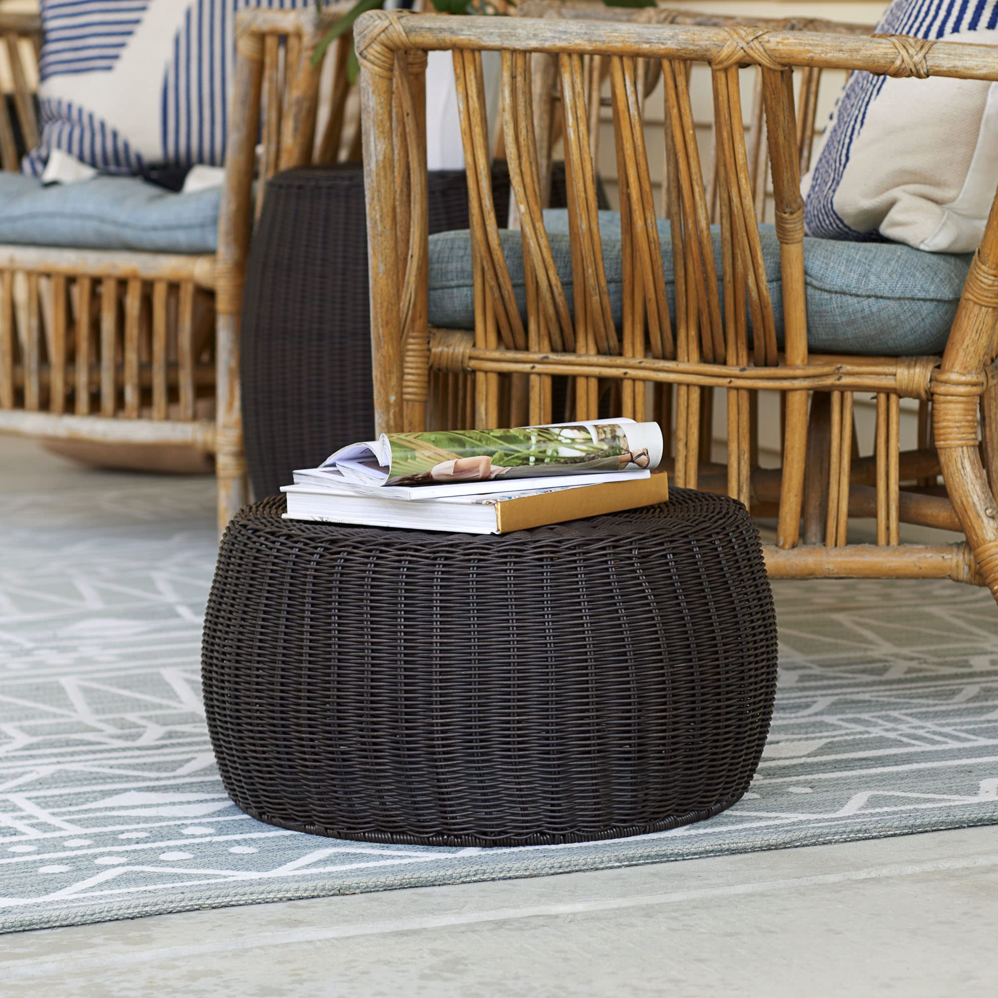 Resin Woven Storage Stool Ottoman