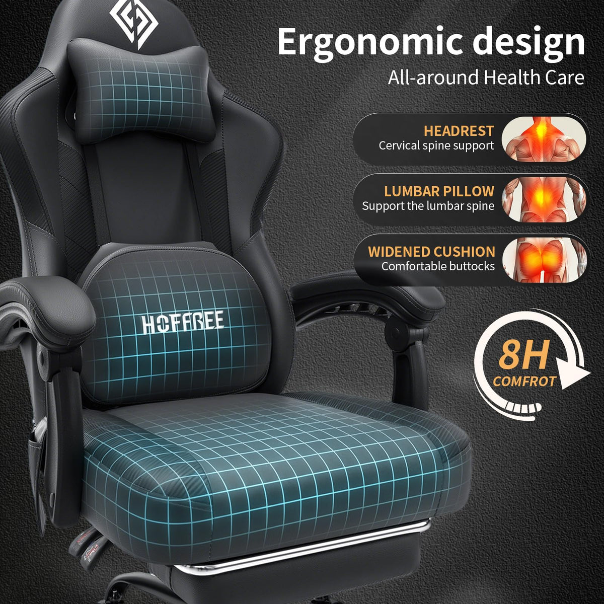 Heated Massage Gaming Chair
