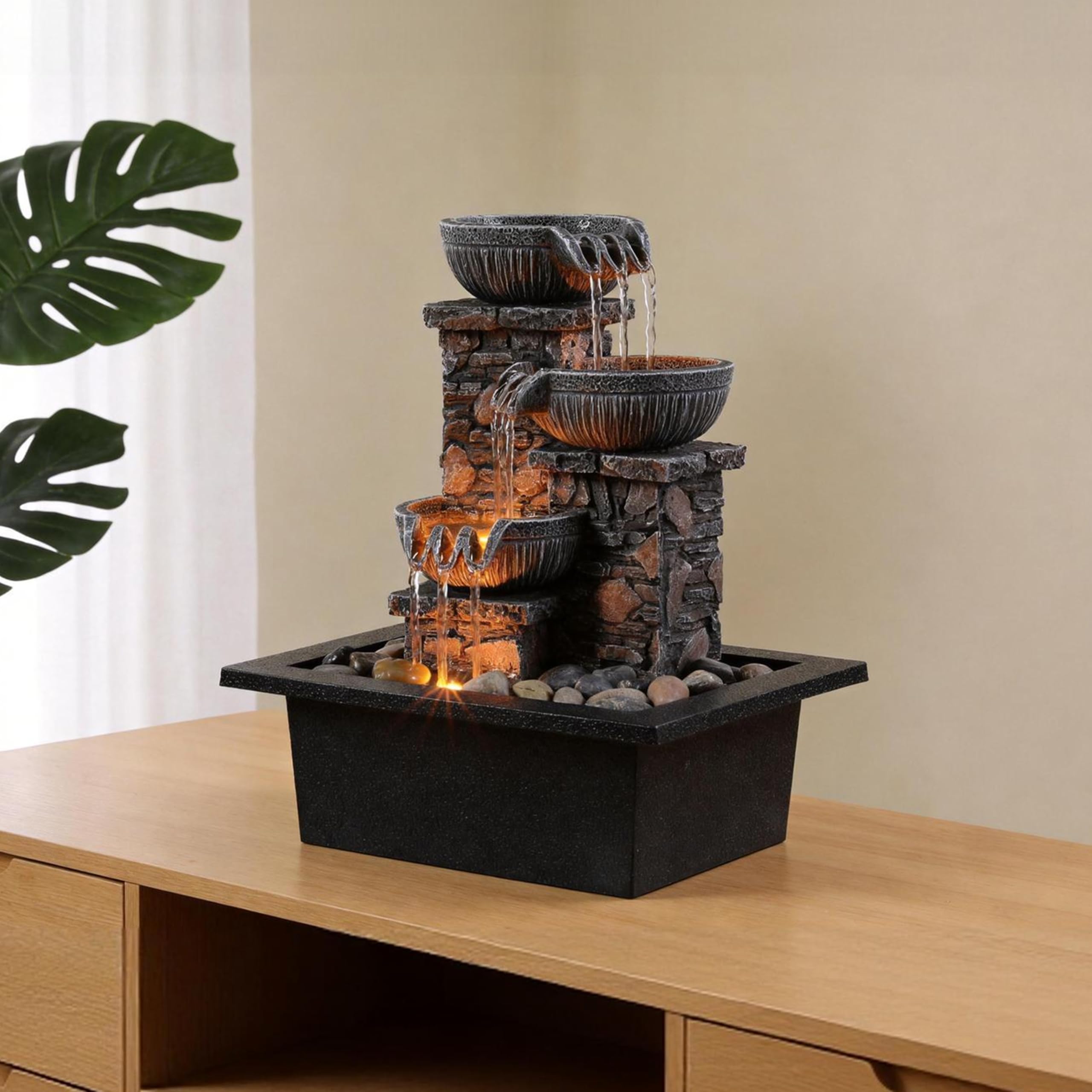 Tabletop Water Fountain with LED Light
