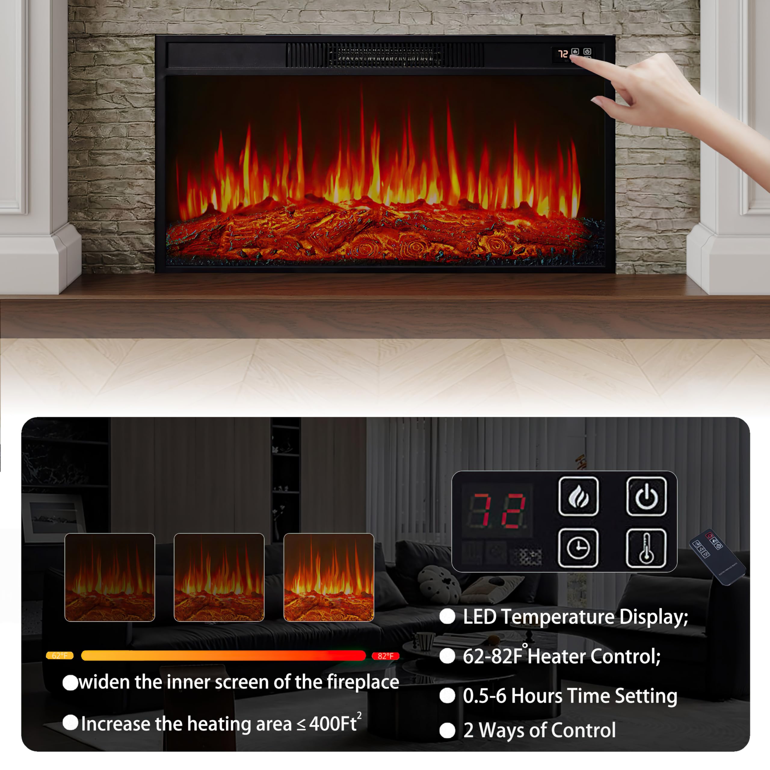 60" Electric Fireplace Mantel TV Stand