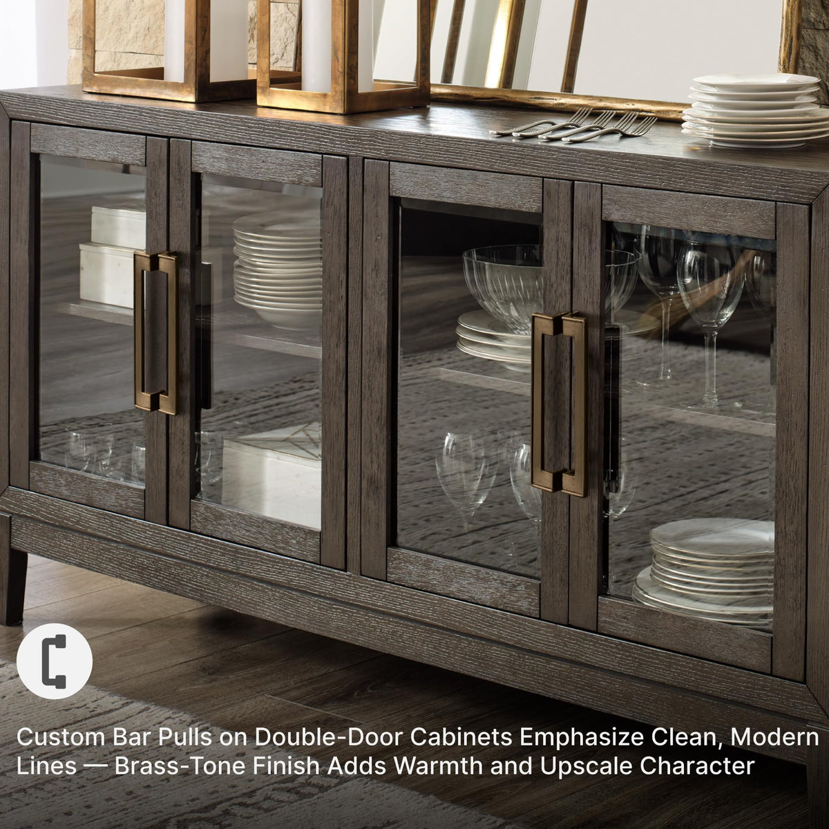 Signature Design by Ashley Burkhaus 1-Piece Buffet Cabinet, Dark Brown