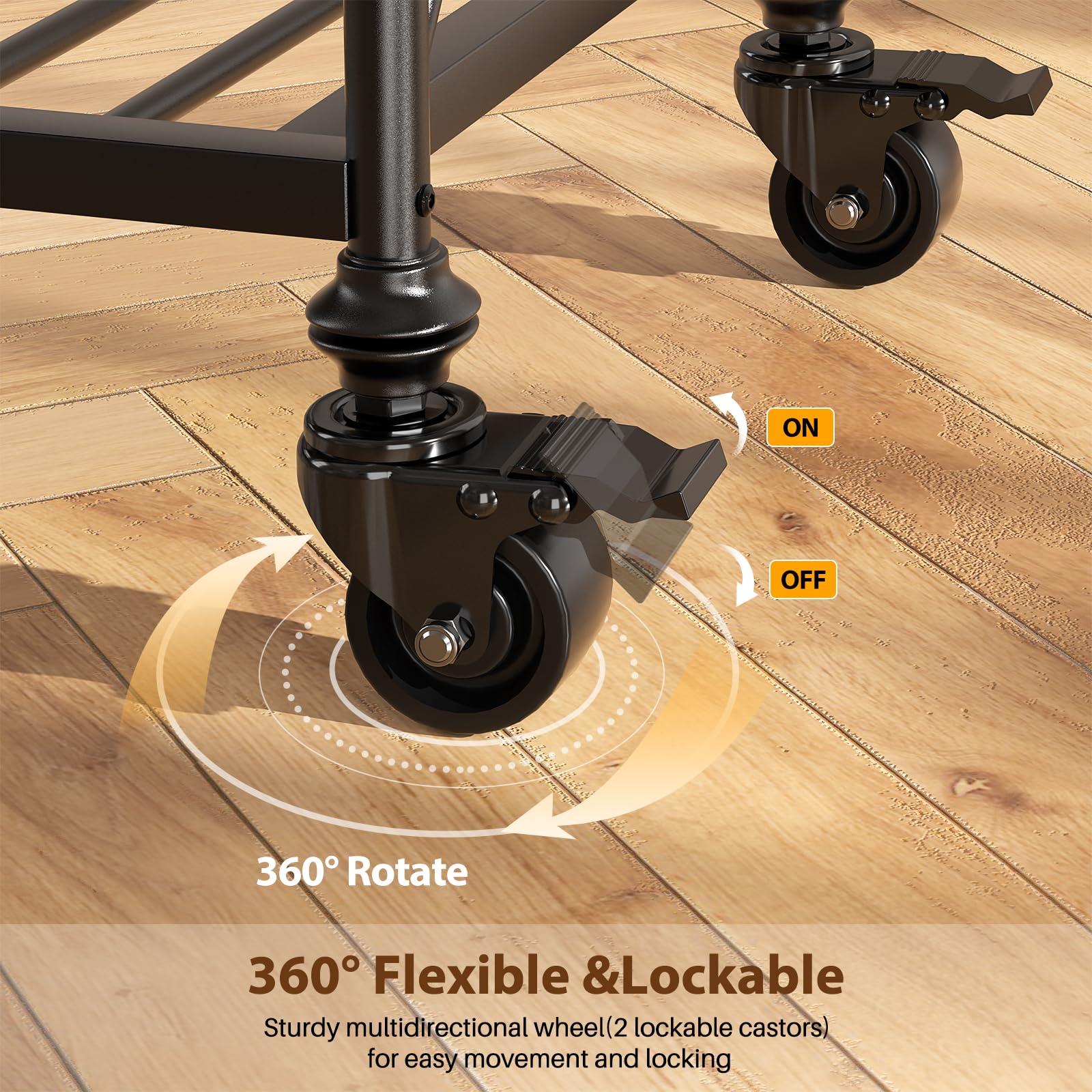 3-Tier Rolling Kitchen Island with Pipe Legs