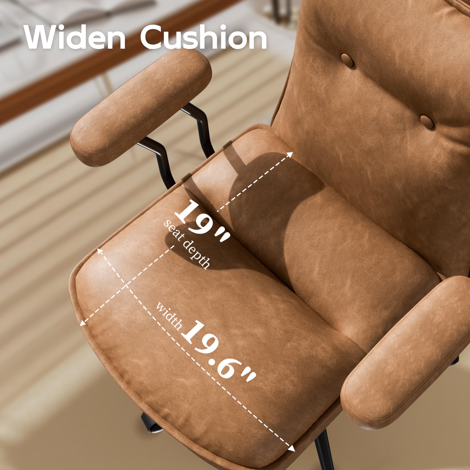 Mid-Back Leather Office Chair with Triple-Layer Seat