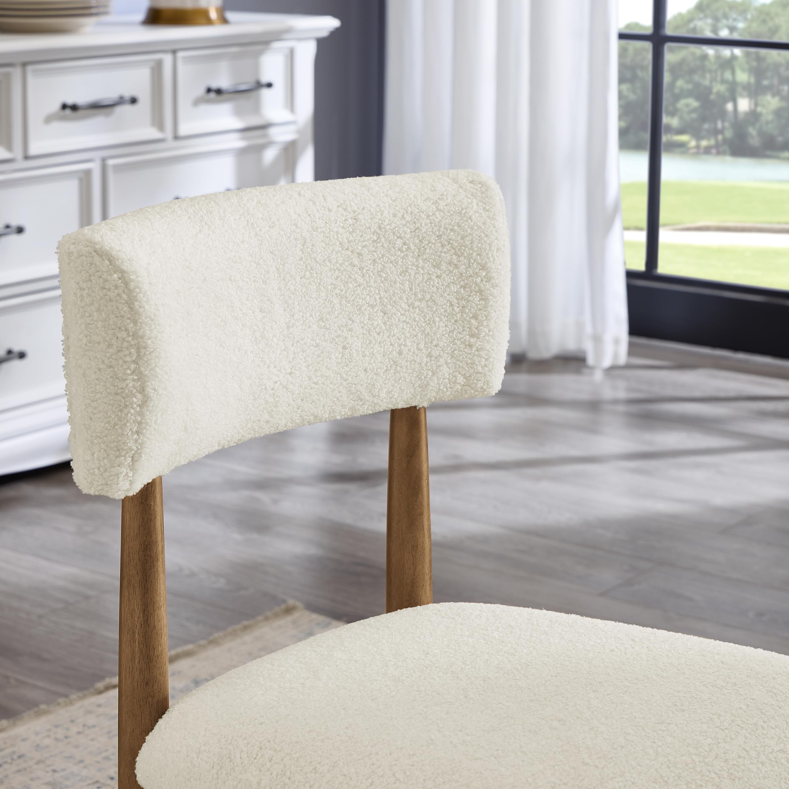 Boucle Upholstered Dining Chairs, Set of 2