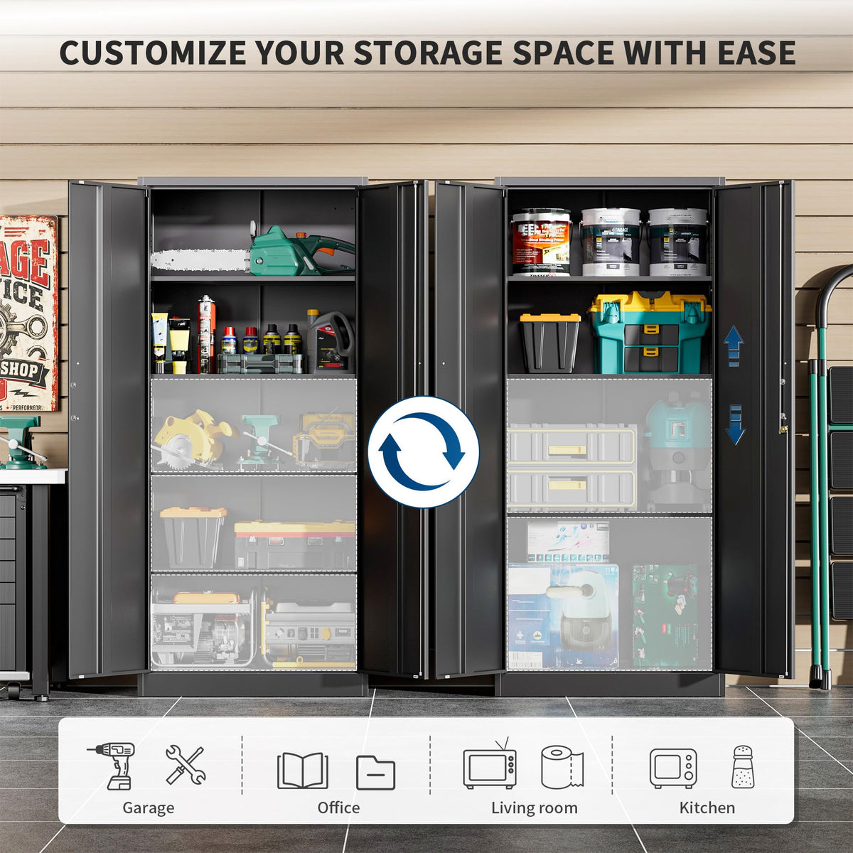Tivostaral Home Garage Storage Cabinet, Durable Metal Storage Solution