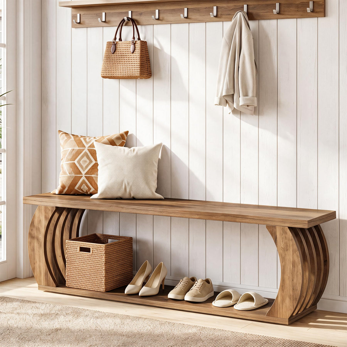 Farmhouse Entryway Storage Bench