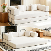 GAOHAPY 80 Inch Multi-Functional Convertible Sofa Bed, Fixed Shape Frame, High Density Foam with Corduroy, Easy Assembly, for Living Room and Bedroom. (Beige)
