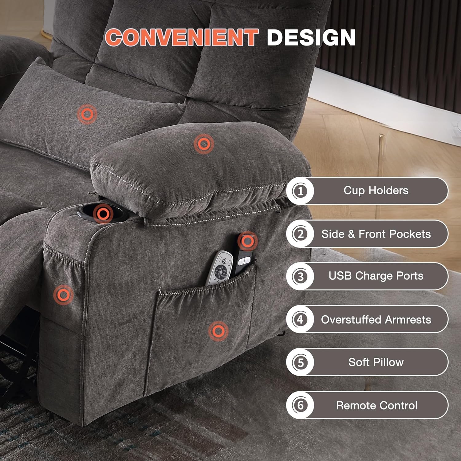 Ultra Wide Power Lift Recliner Chair for Elderly,Rotating Lounge Chair with Hot Massage Heating and Auxiliary Standing Function,Oversized Lazyboy Single Sofa with Cup Holder for Living Room (Grey)