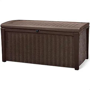 110-Gallon Resin Outdoor Storage Deck Box with Bench Seat