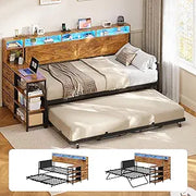 Twin Daybed with Trundle, Storage Drawers & LED Lights