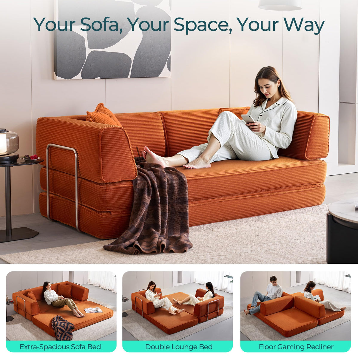 Corduroy Convertible Sofa Bed