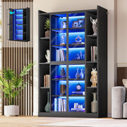 71" Glass Door Display Cabinet with RGB LED Lights & Adjustable Shelves