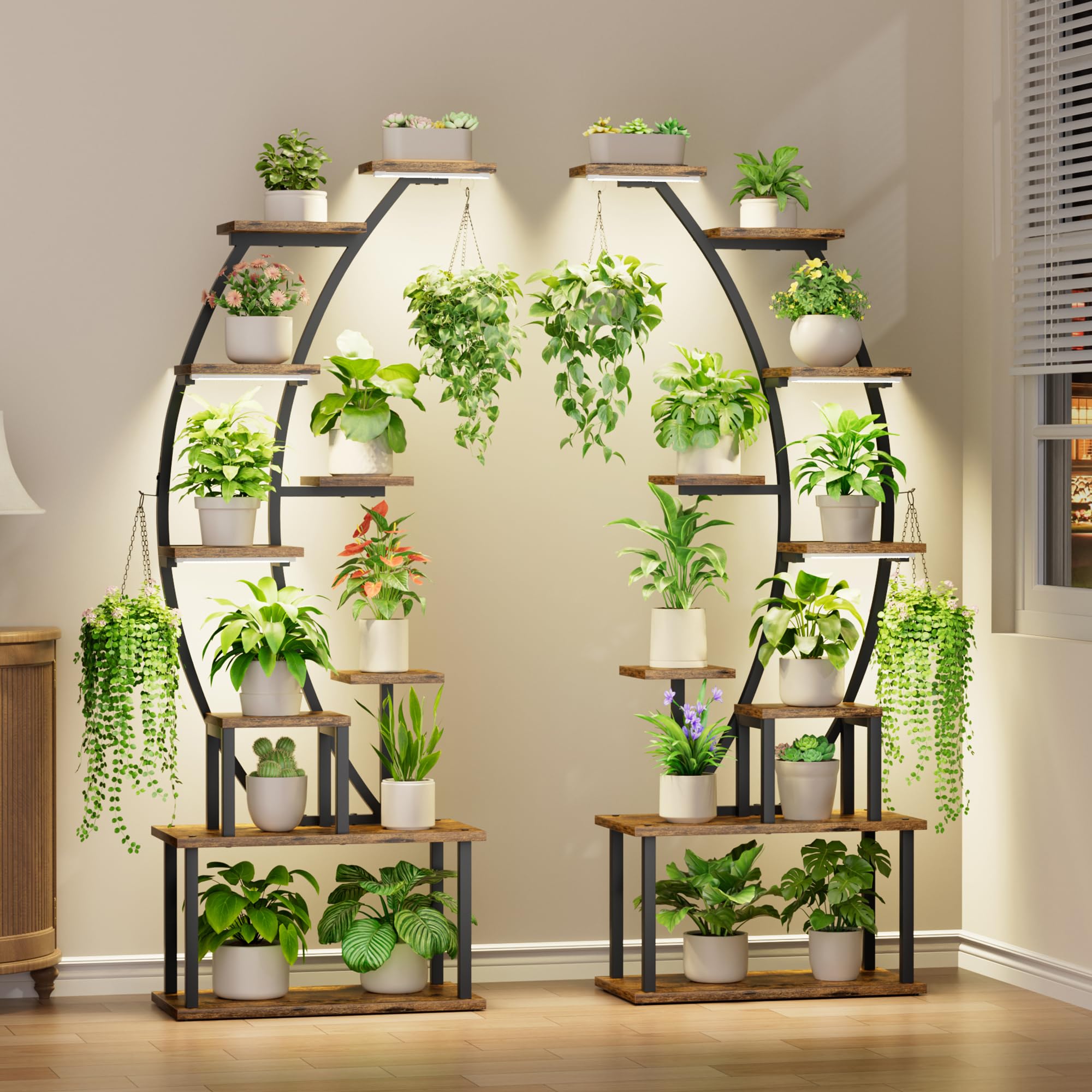 9-Tier Plant Stand with Grow Lights, 64" Tall