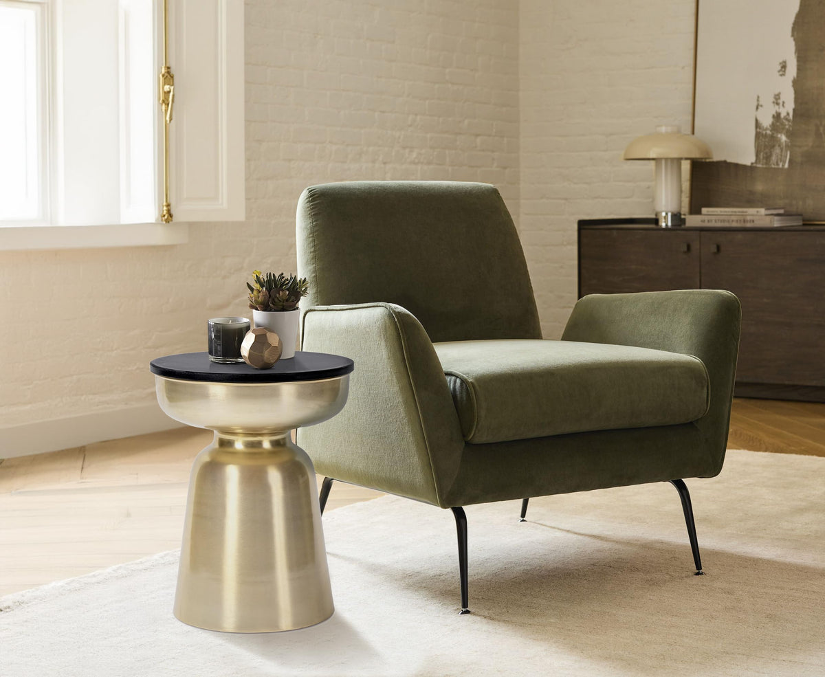 Black Granite Hourglass Side Table