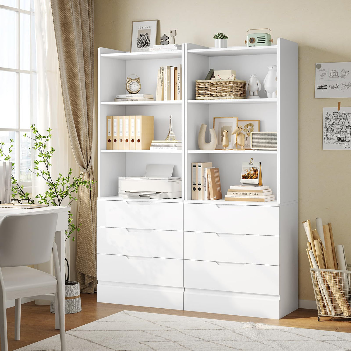 Tall Bookcase with Drawers