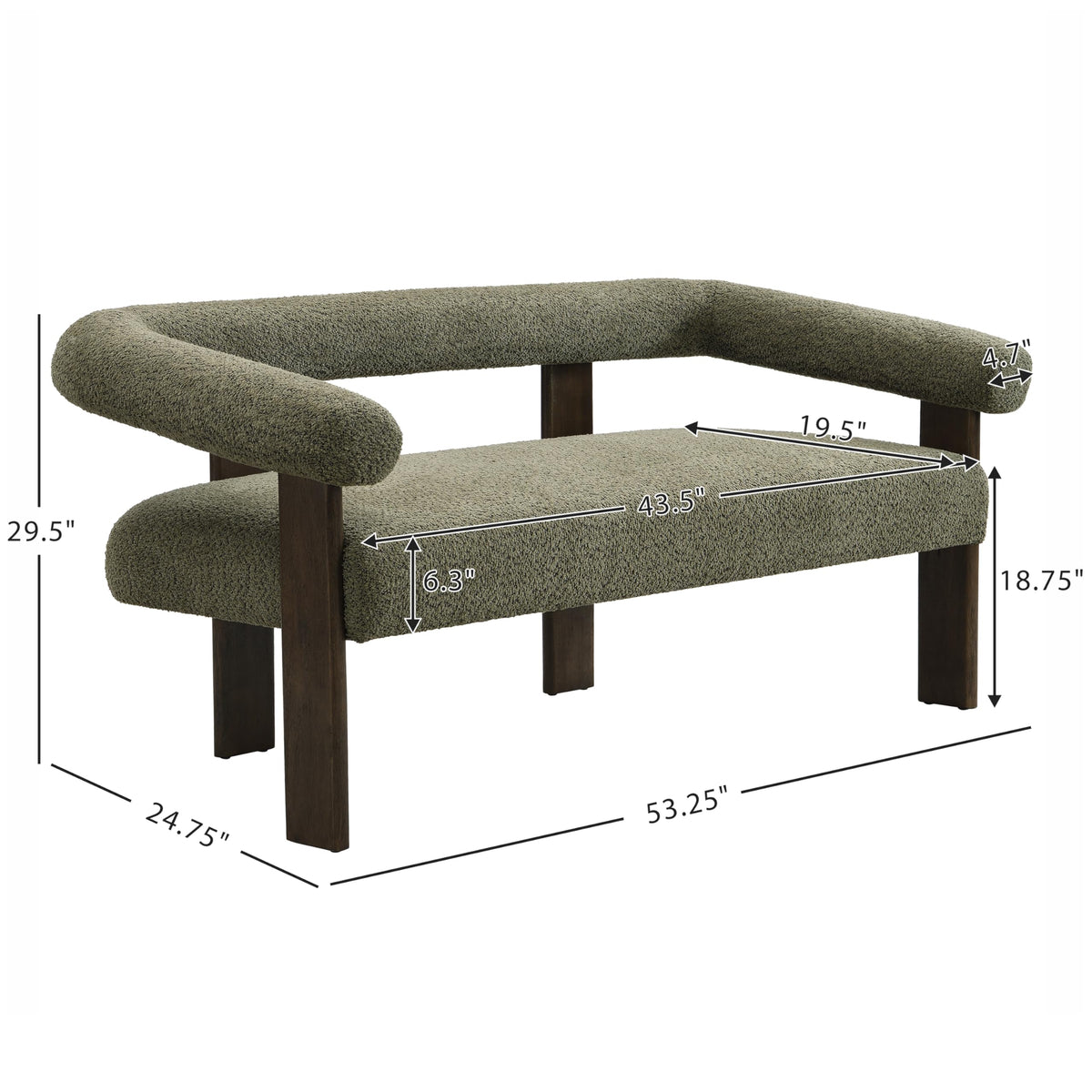 Modern Boucle Loveseat