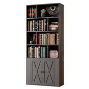 6-Shelf Bookcase with Doors & Open Cubes
