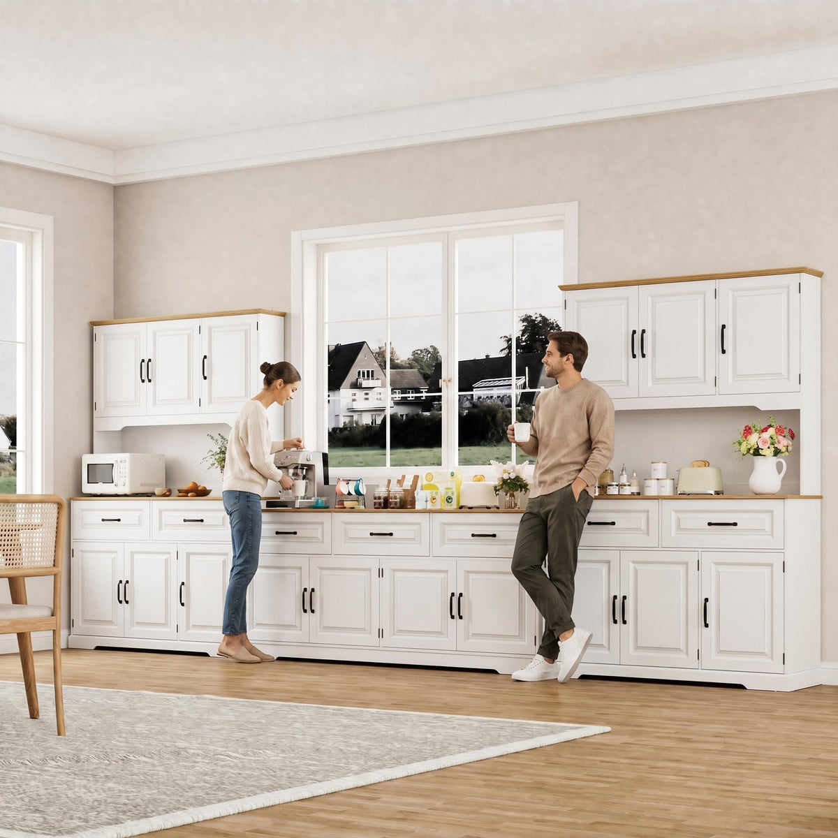 White Farmhouse Sideboard with Power Outlets