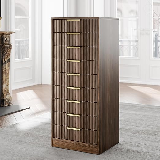 Fluted Mobile File Cabinet with Drawers & Wheels