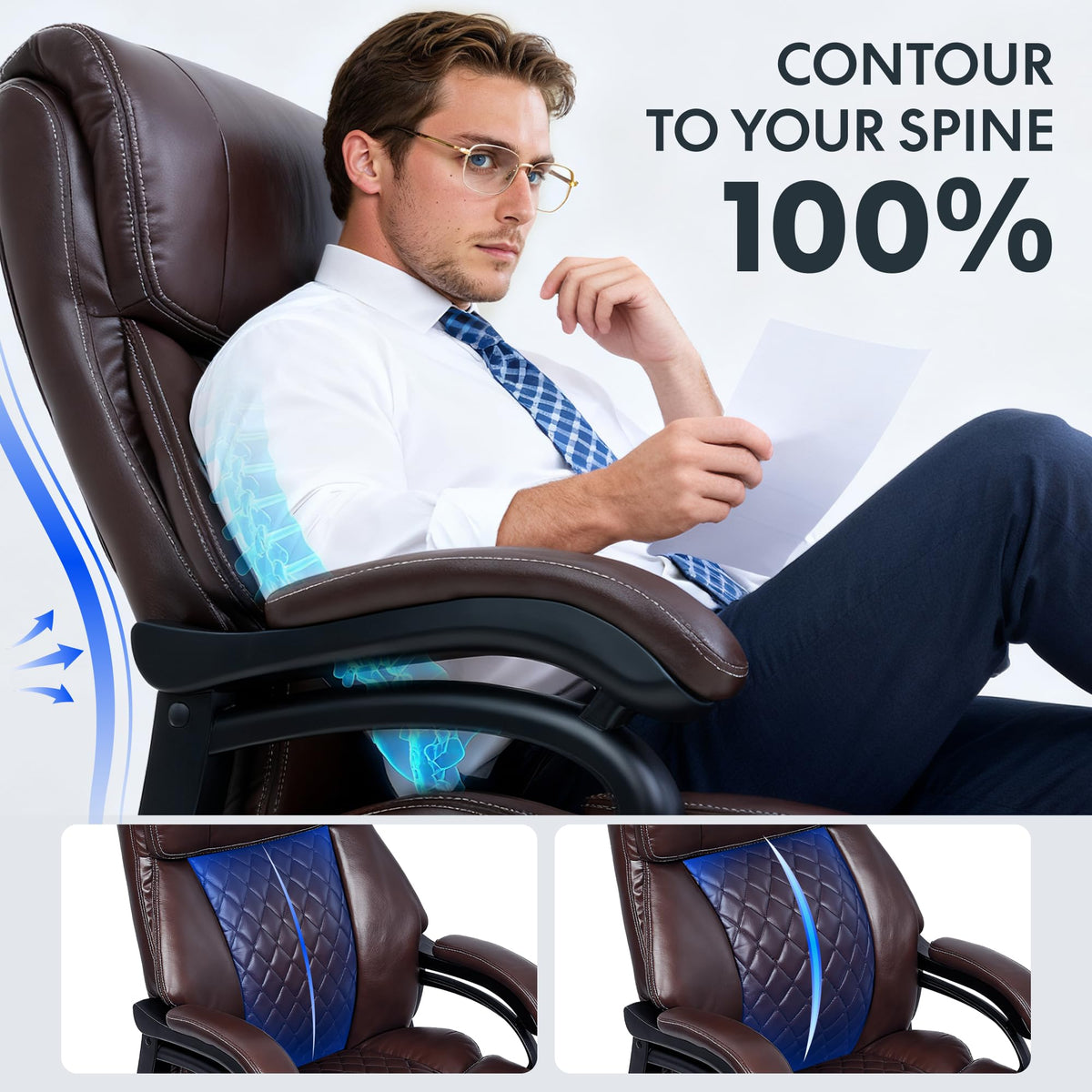 FLEXISPOT 500lbs Big and Tall Office Chair for Heavy People, Brown, OS3