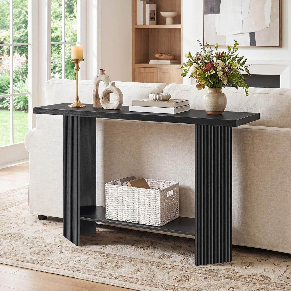 Black Fluted Console Table
