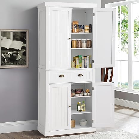 72" Tall Pantry Cabinet with Drawer & Adjustable Shelves