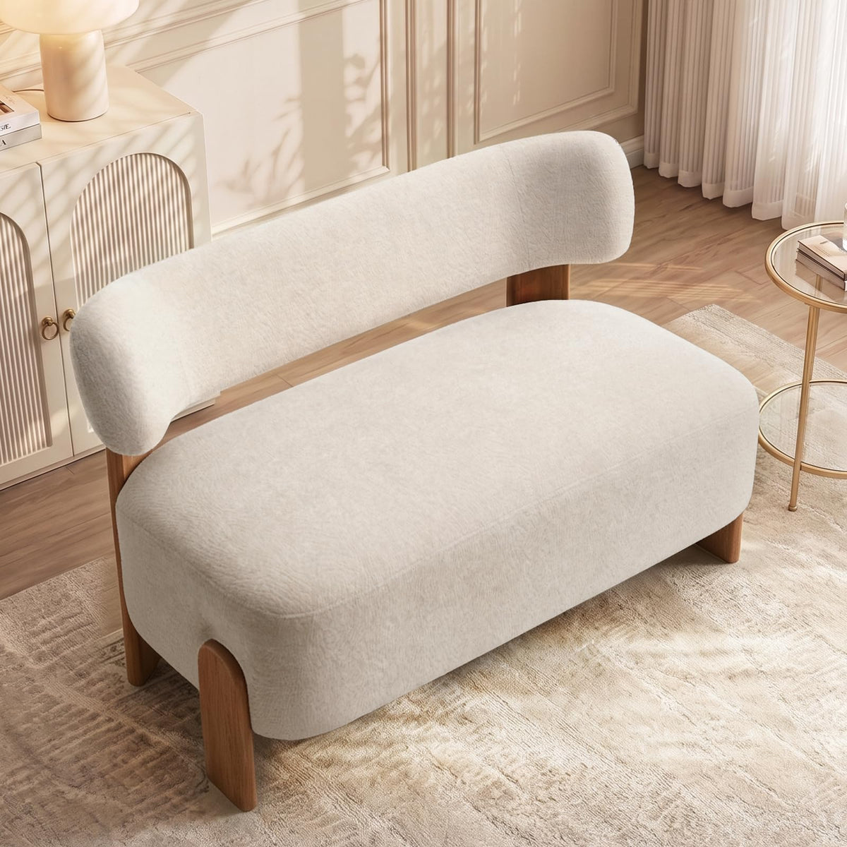 Upholstered Dining Bench with Backrest