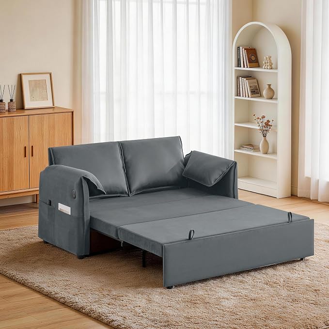 Velvet Convertible Sleeper Loveseat
