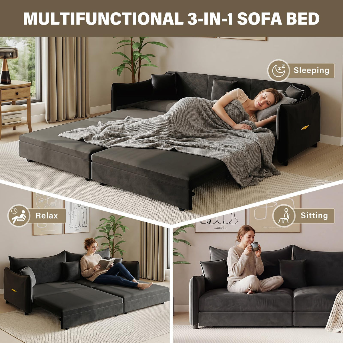 Velvet Convertible Sofa Bed