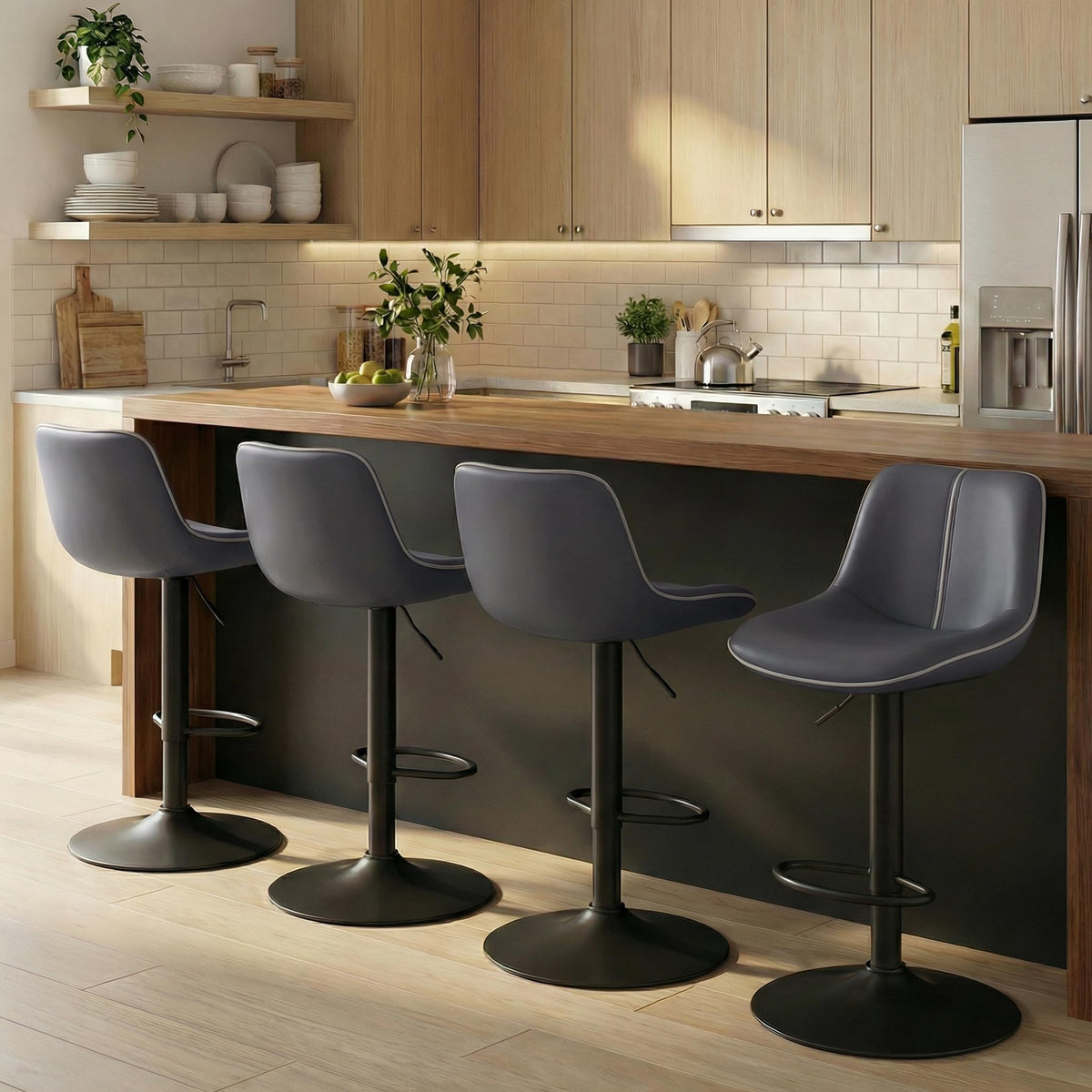 VASAGLE Bar Stools Set of 4, Swivel, Adjustable Height, Spliced Design