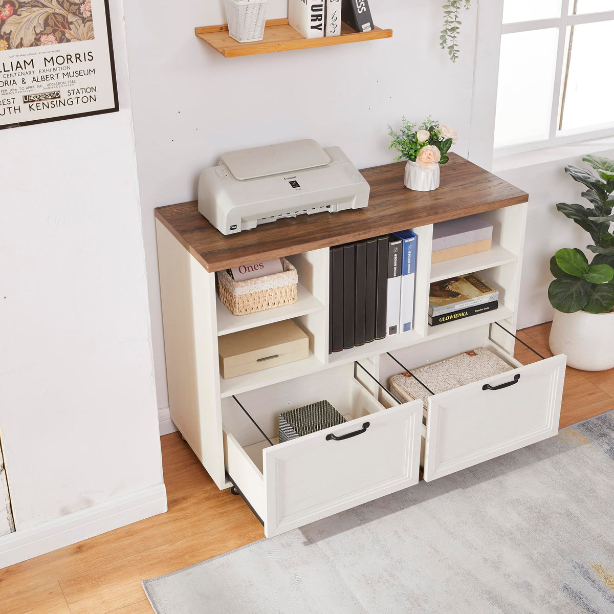 Farmhouse Rolling File Cabinet