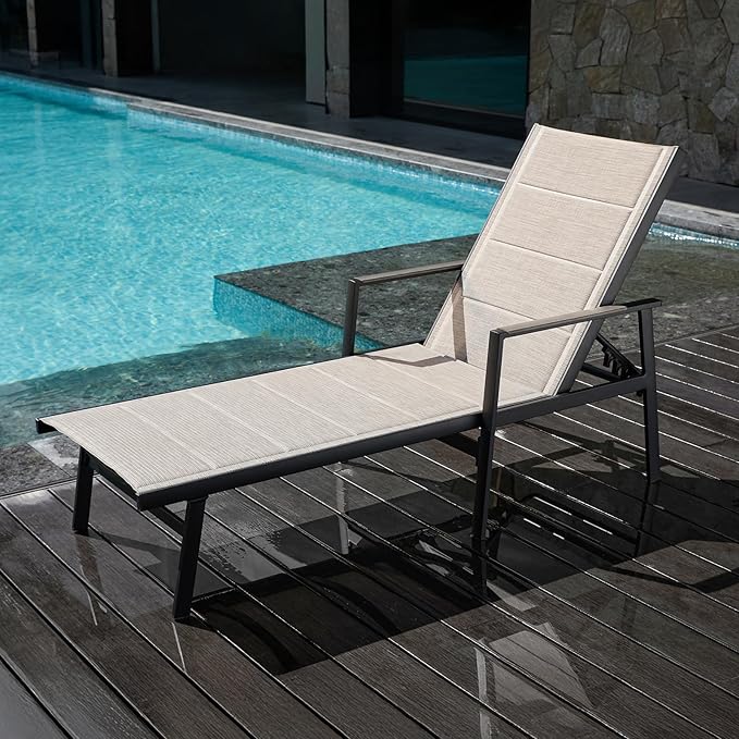 3-Piece Outdoor Chaise Lounge Set with Side Table
