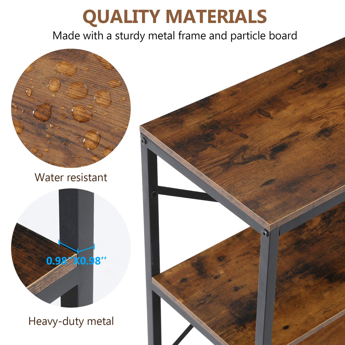 Tribesigns 70.9 Inch Extra Long Console Table, Modern Sofa Table Behind Couch Table with Storage Shelves, 3-Tier Industrial Hallway Entryway Table for Living Room, 3 Shelf Bookshelf(Brown)