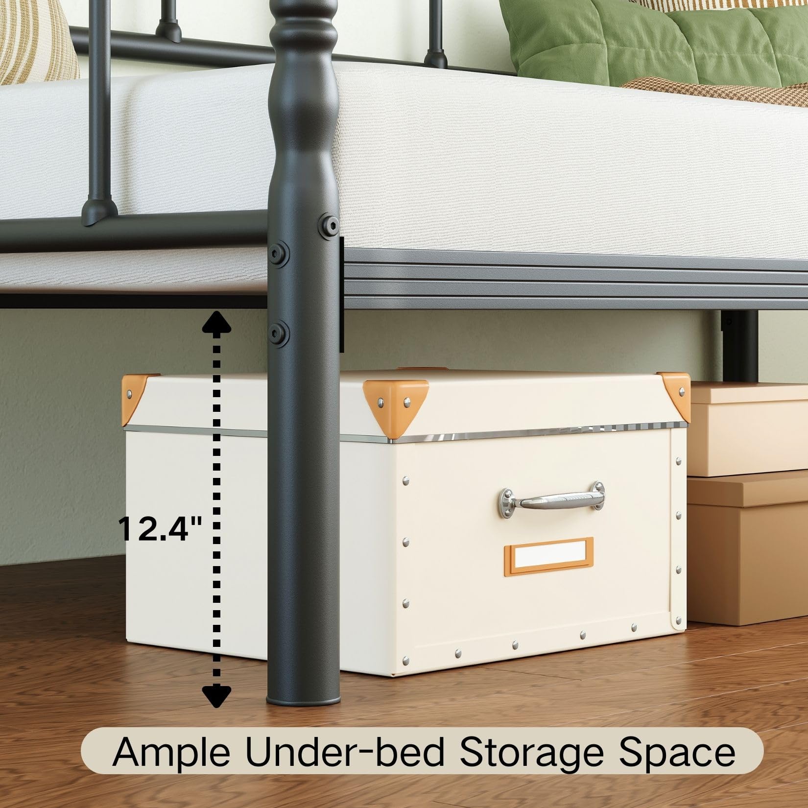 Twin Metal Daybed Frame with Roman Column Headboard