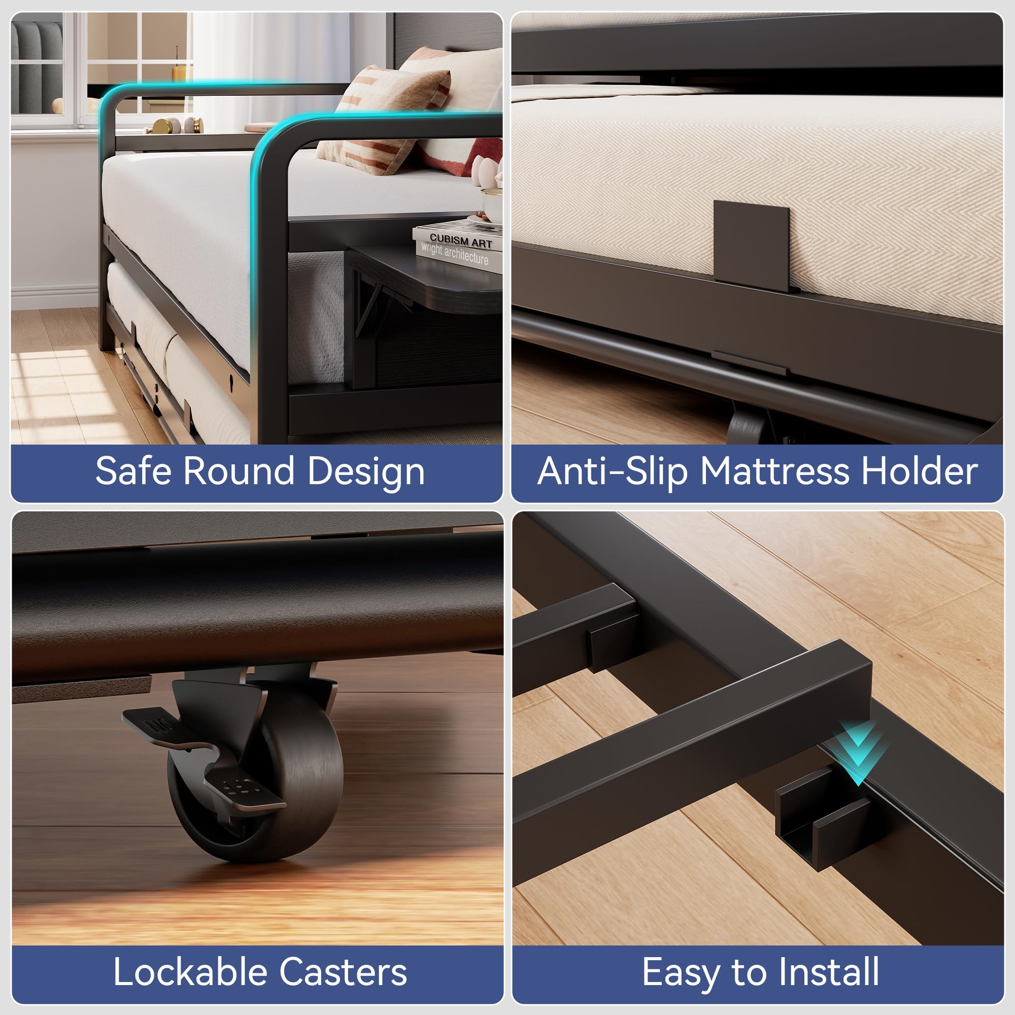 Twin Daybed with Trundle & LED Light