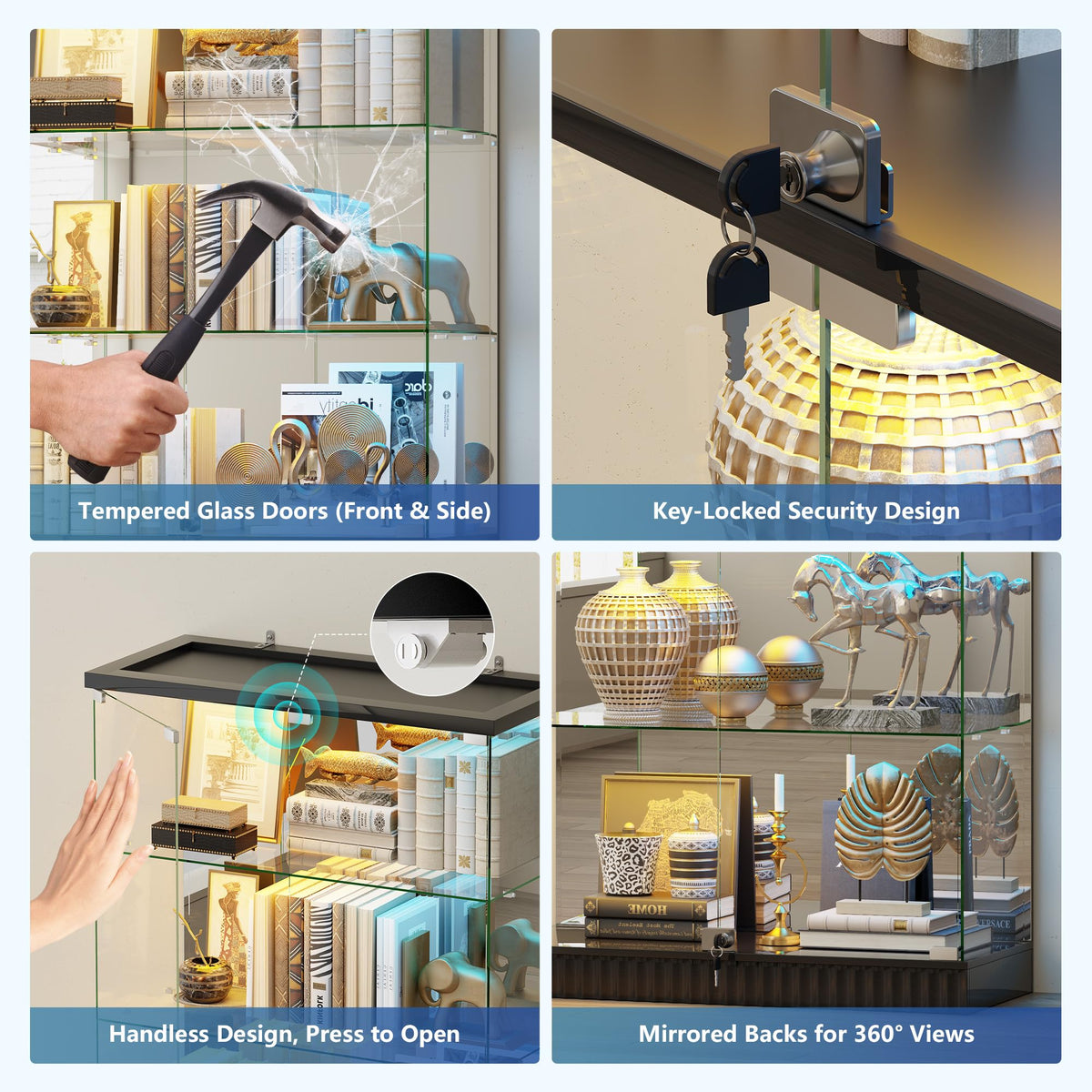 RGB Glass Display Cabinet with Lock
