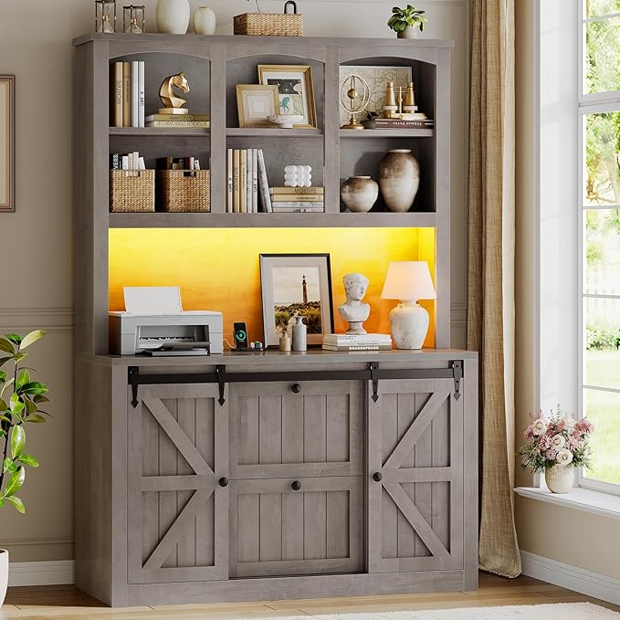 2-Drawer File Cabinet with Power Strip & LED Lights