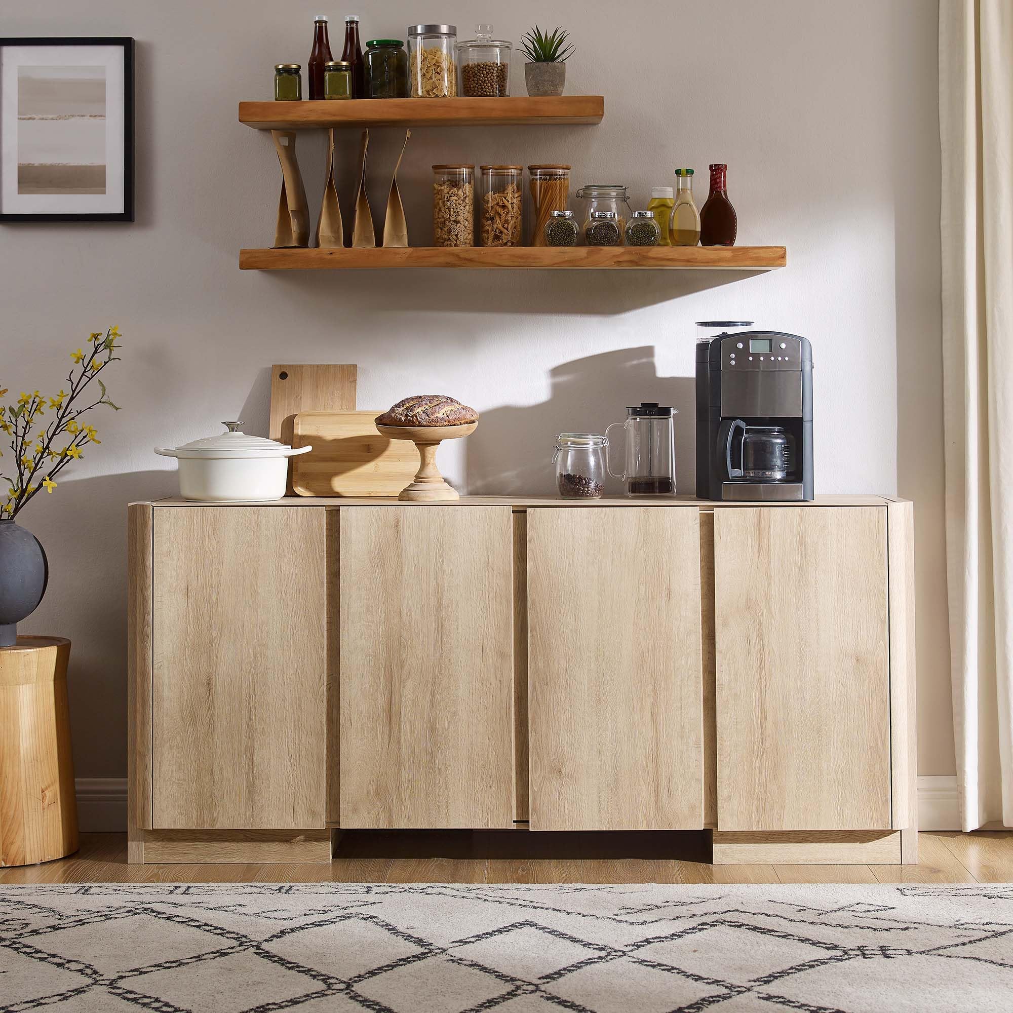 66-Inch Sideboard Buffet Cabinet with Adjustable Shelves