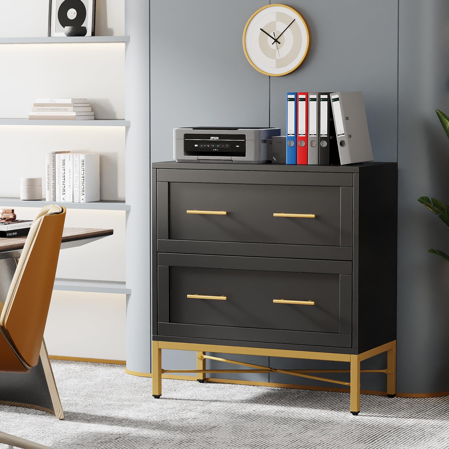2-Drawer Lateral Filing Cabinet with Printer Stand