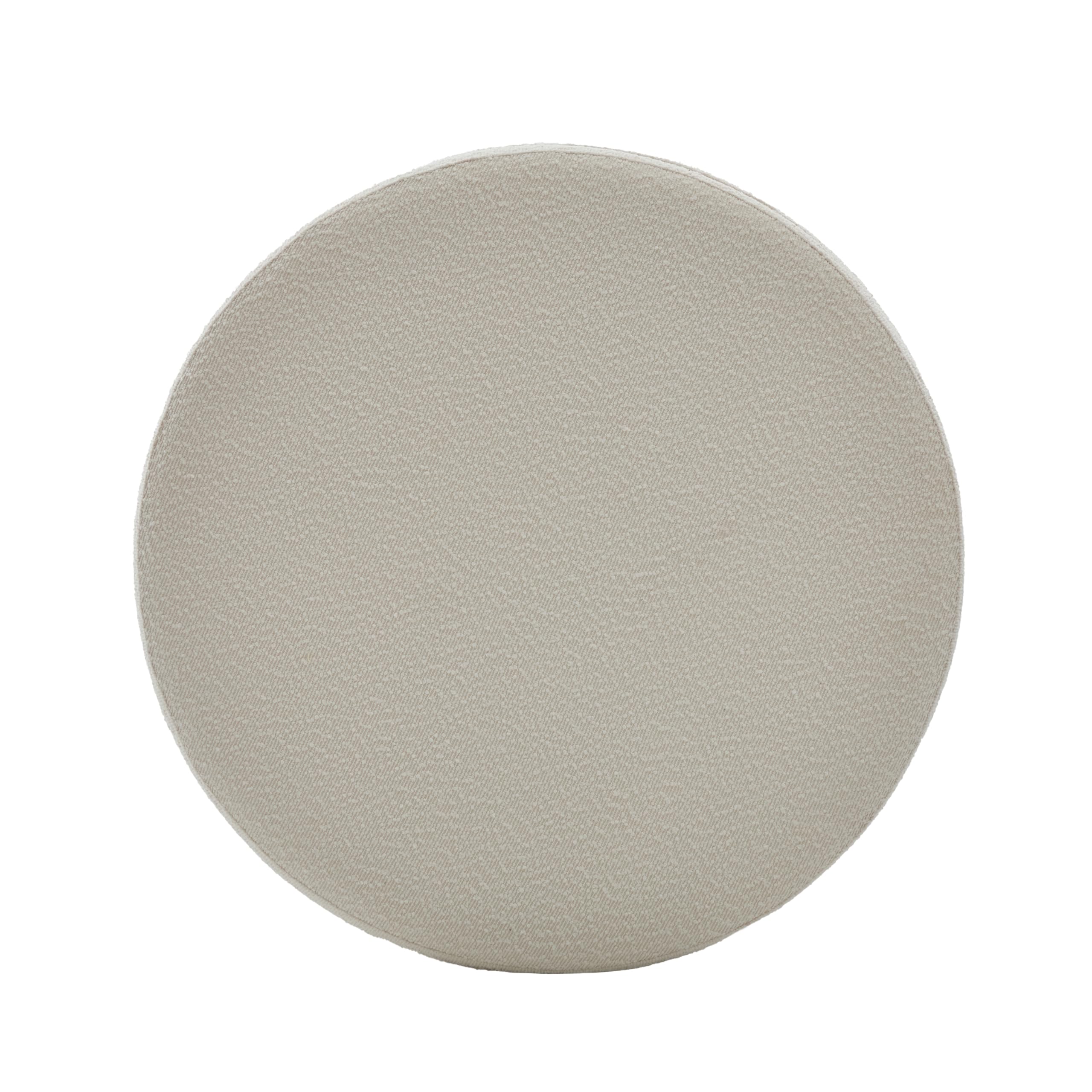 Christopher Knight Home Inla Modern Round Ottoman with Storage for Living Room, Lift-Lid Storage Ottoman Coffee Table, Boucle Upholstered Ottoman Foot Rest, Wooden Toy Box Storage, Light Beige+Brown