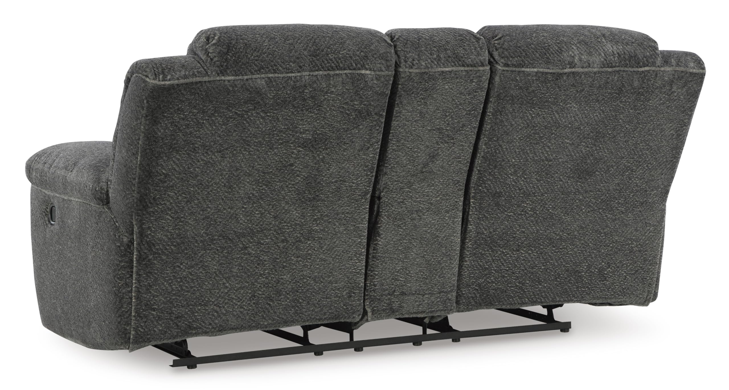 Signature Design by Ashley Frohn Contemporary Manual Reclining Loveseat with Console with Console, Storage and Cup Holders, Gray