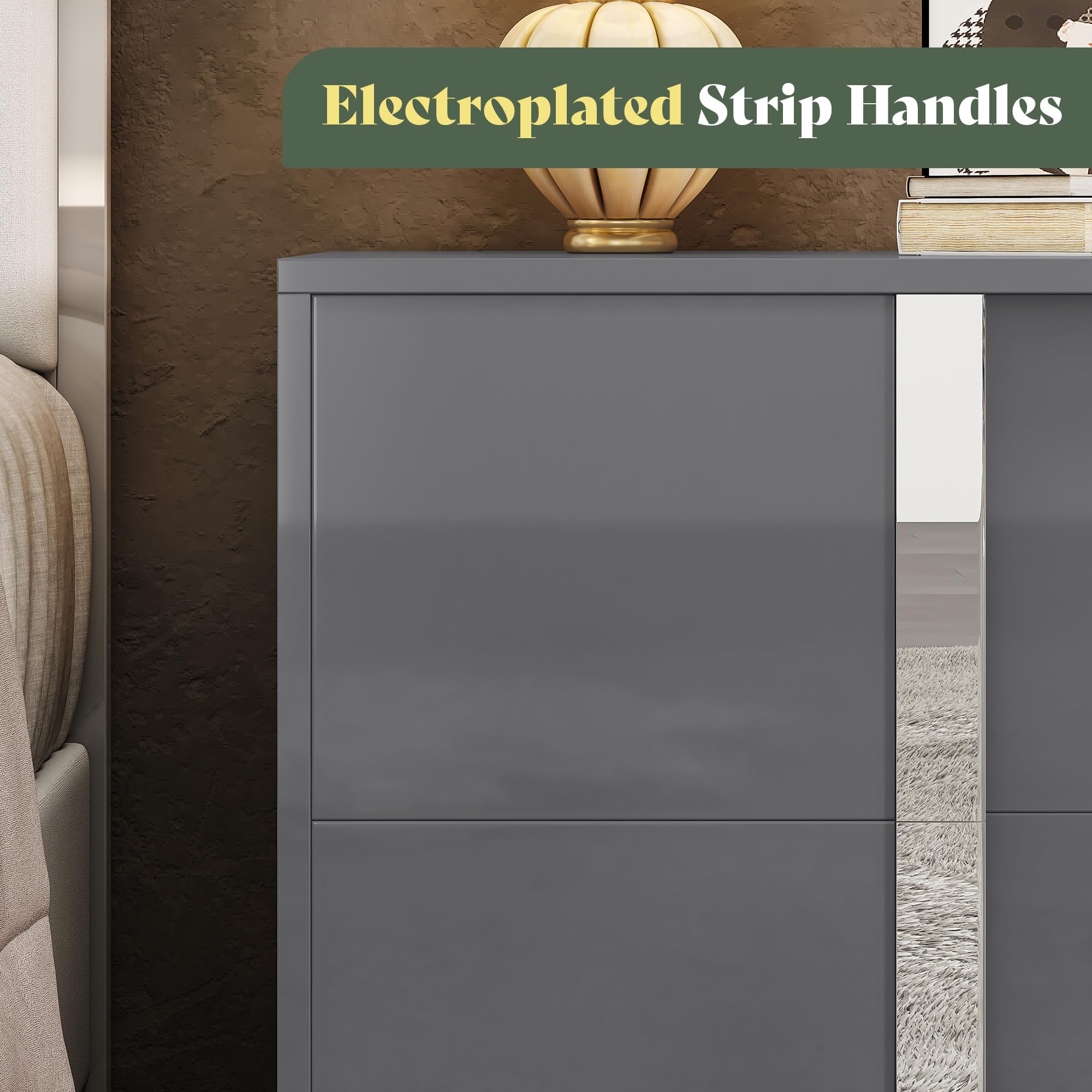 3-Piece Bedroom Dresser Set with Nightstands – Grey