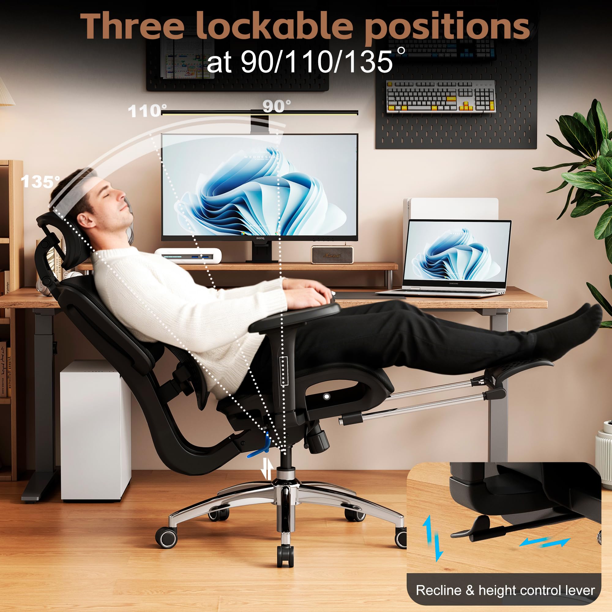 Ergonomic Office Chair with Footrest